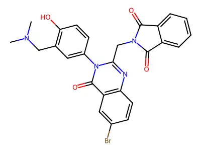 1H-Isoindole-1,3(2H)-dione, 2-((6-bromo-3,4-dihydro-3-(3-((dimethylamino)methyl)-4-hydroxyphenyl)-4-oxo-2-quinazolinyl)methyl)- structure