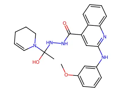 2-((3-Methoxyphenyl)amino)-4-quinolinecarboxylic acid 2-(1-piperidinylacetyl)hydrazide structure