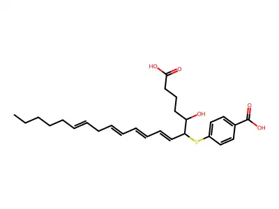 4-(1-Carboxy-4-hydroxynonadeca-6,8,10,13-tetraen-5-yl)sulfanylbenzoic acid structure