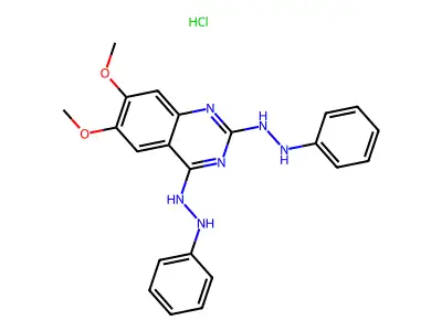 6,7-Dimethoxy-2,4-di(2'-phenylhydrazino)quinazoline hydrochloride structure