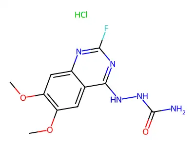 2-Fluoro-6,7-dimethoxy-4-semicarbazidoquinazoline hydrochloride dihydrate structure