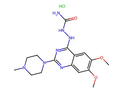 Hydrazinecarboxamide, 2-(6,7-dimethoxy-2-(4-methyl-1-piperazinyl)-4-quinazolinyl)-, monohydrochloride, hydrate structure