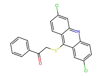 Ethanone, 2-((2,6-dichloro-9-acridinyl)thio)-1-phenyl- structure