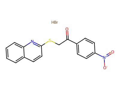 Ethanone, 1-(4-nitrophenyl)-2-(2-quinolinylthio)-, monohydrobromide structure