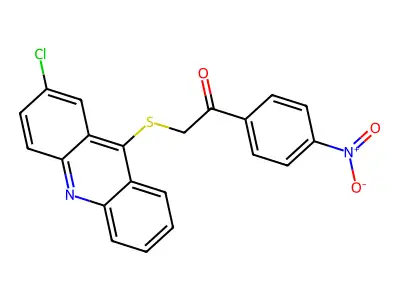 Ethanone, 2-((2-chloro-9-acridinyl)thio)-1-(4-nitrophenyl)- structure