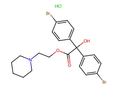 Benzeneacetic acid, 4-bromo-alpha-(4-bromophenyl)-alpha-hydroxy-, 2-(1-piperidinyl)ethyl ester, hydrochloride structure