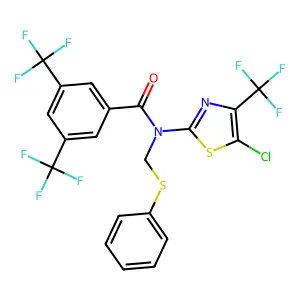 N-(5-Chloro-4-(trifluoromethyl)-1,3-thiazol-2-yl)-N-(phenylsulfanylmethyl)-3,5-bis(trifluoromethyl)benzamide structure