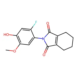 1H-Isoindole-1,3(2H)-dione, 2-(2-fluoro-4-hydroxy-5-methoxyphenyl)-4,5,6,7-tetrahydro- structure