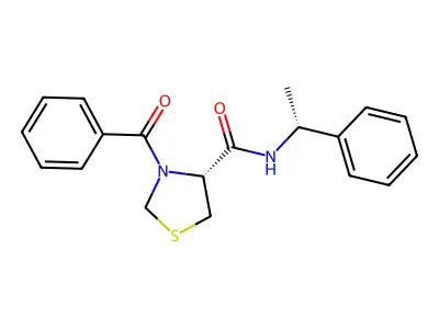 3-benzoyl-N-(1-phenylethyl)-4-thiazolidinecarboxamide structure