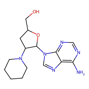 Adenosine, 2',3'-dideoxy-2'-(1-piperidinyl)- structure