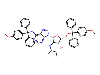 2'-(2-Butylamino)-5',N6-bis(4-methoxytrityl)-2'-deoxyadenosine structure