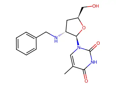 Uridine, 2',3'-dideoxy-5-methyl-2'-((phenylmethyl)amino)- structure
