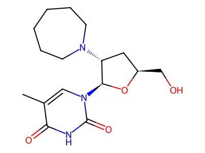 Uridine, 2',3'-dideoxy-2'-(hexahydro-1H-azepin-1-yl)-5-methyl- structure