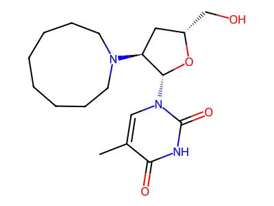 Uridine, 2',3'-dideoxy-5-methyl-2'-(octahydro-1H-azonin-1-yl)- structure