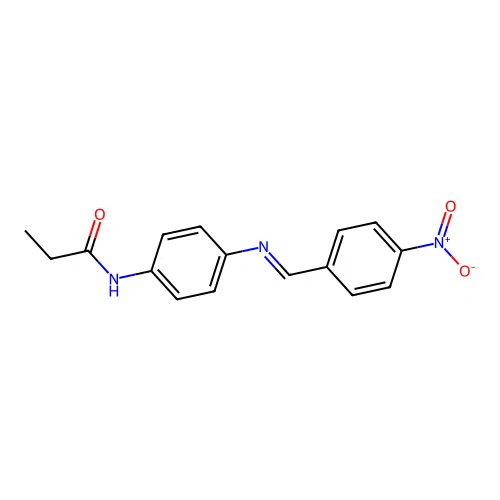 N-[4-({4-nitrobenzylidene}amino)phenyl]propanamide structure