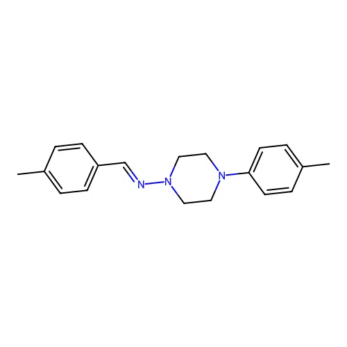 (E)-N-(4-methylbenzylidene)-4-(p-tolyl)piperazin-1-amine structure