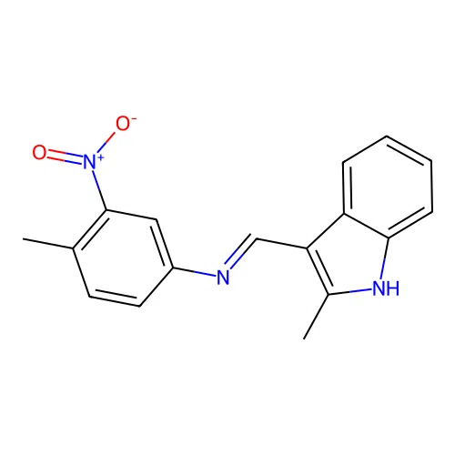 3-[({3-nitro-4-methylphenyl}imino)methyl]-2-methyl-1H-indole structure