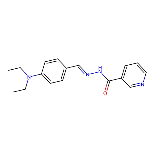N-[(E)-[4-(diethylamino)phenyl]methylideneamino]pyridine-3-carboxamide structure