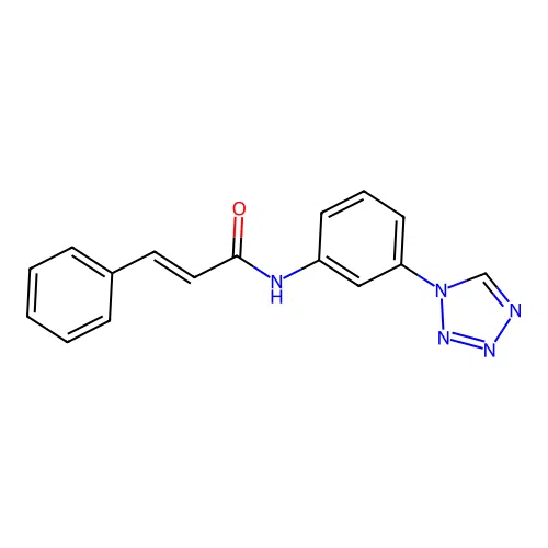 (2E)-3-phenyl-N-[3-(1H-tetrazol-1-yl)phenyl]prop-2-enamide structure
