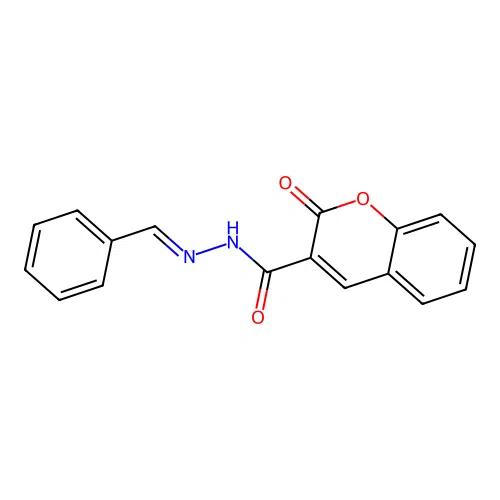 2-oxo-N'-(phenylmethylidene)-2H-chromene-3-carbohydrazide structure