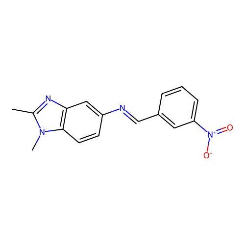 1,2-dimethyl-N-[(E)-(3-nitrophenyl)methylidene]-1H-benzimidazol-5-amine structure