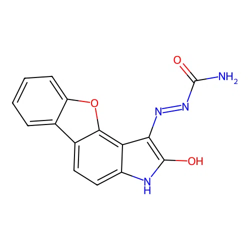 (Z)-2-(2-oxo-2,3-dihydro-1H-benzofuro[2,3-e]indol-1-ylidene)hydrazinecarboxamide structure