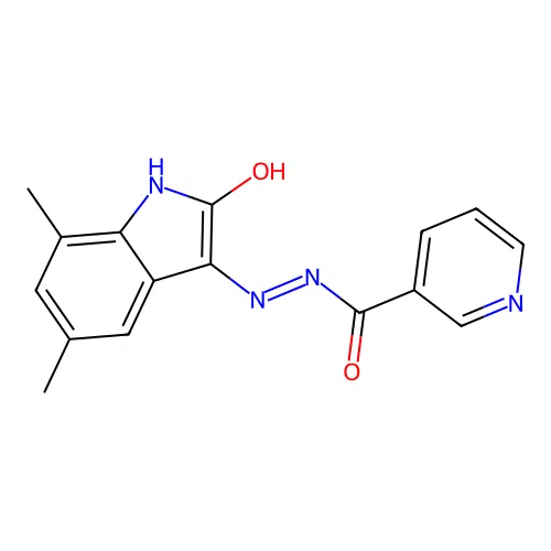 N'-(5,7-dimethyl-2-oxoindol-3-yl)pyridine-3-carbohydrazide structure