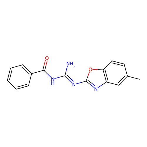 (E)-N-(amino((5-methylbenzo[d]oxazol-2-yl)amino)methylene)benzamide structure