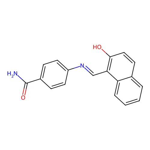 4-{[(2-Hydroxy-1-naphthyl)methylene]amino}benzamide structure