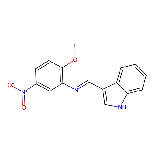 3-[({5-nitro-2-methoxyphenyl}imino)methyl]-1H-indole structure