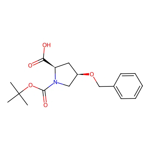 (2R,4R)-4-(Benzyloxy)-1-(tert-butoxycarbonyl)pyrrolidine-2-carboxylic acid structure