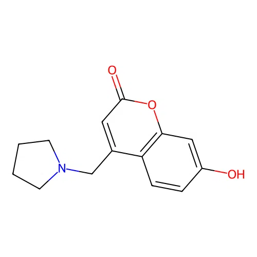 7-hydroxy-4-(pyrrolidin-1-ylmethyl)-2H-chromen-2-one structure