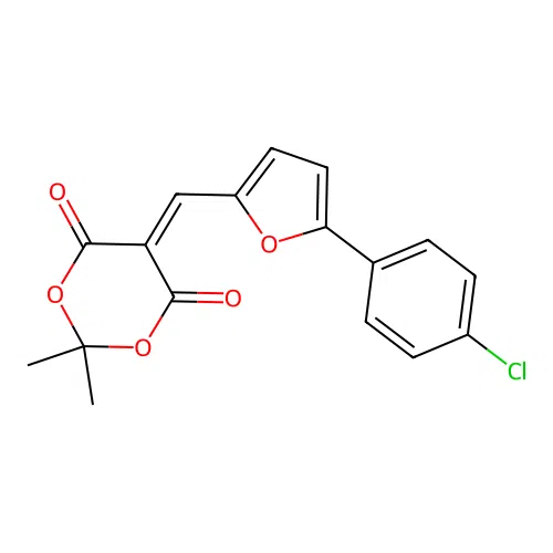 5-{[5-(4-Chlorophenyl)-2-furyl]methylene}-2,2-dimethyl-1,3-dioxane-4,6-dione structure