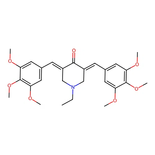 (3E,5E)-1-ethyl-3,5-bis[(3,4,5-trimethoxyphenyl)methylidene]piperidin-4-one structure