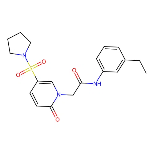 N-(3-ethylphenyl)-2-(2-oxo-5-pyrrolidin-1-ylsulfonylpyridin-1-yl)acetamide structure