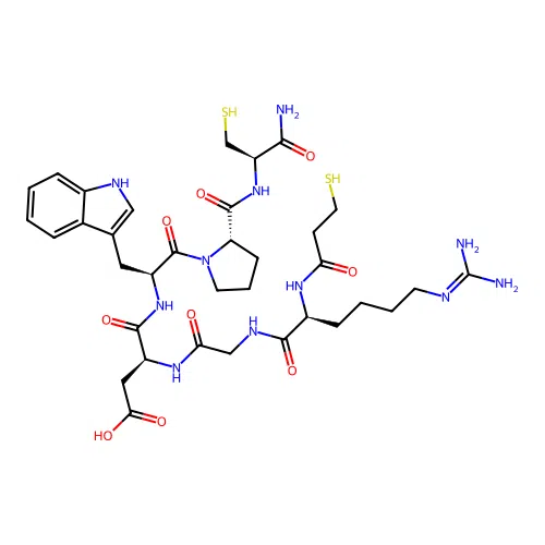 deamino-Cys-hArg-Gly-Asp-Trp-Pro-Cys-NH2 structure
