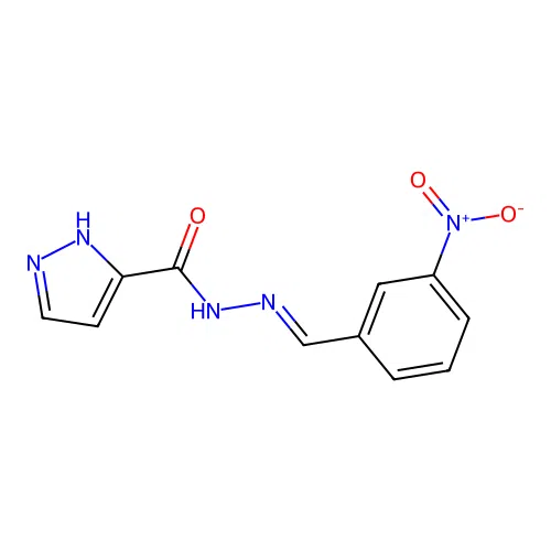 (E)-N'-(3-nitrobenzylidene)-1H-pyrazole-5-carbohydrazide structure
