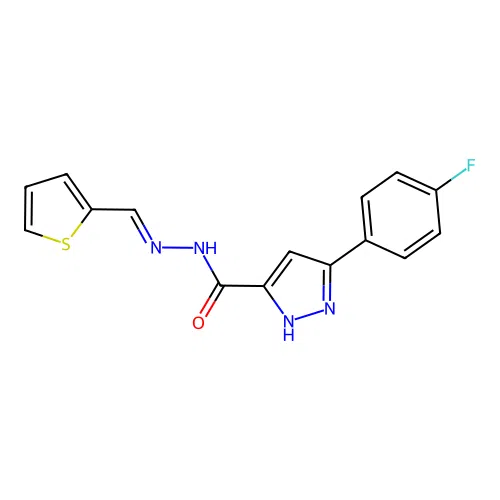 3-(4-Fluorophenyl)-N'-(2-thienylmethylene)-1H-pyrazole-5-carbohydrazide structure