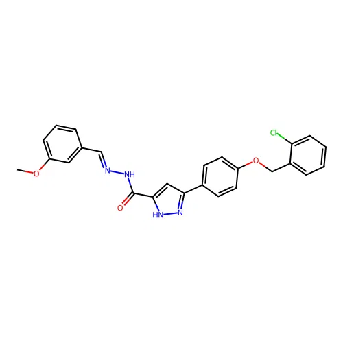 3-(4-((2-CL-Benzyl)oxy)PH)N'-(3-methoxybenzylidene)-1H-pyrazole-5-carbohydrazide structure