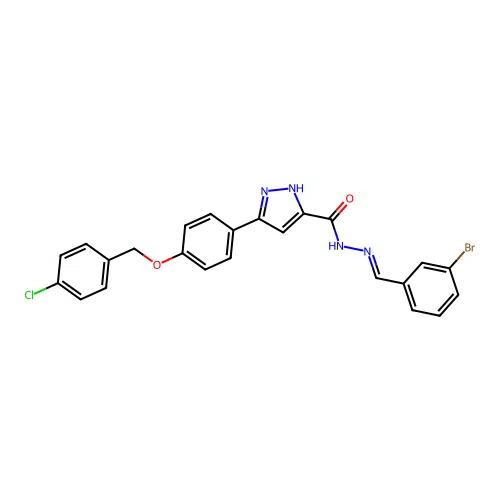 N'-(3-BR-Benzylidene)-3-(4-((4-chlorobenzyl)oxy)PH)-1H-pyrazole-5-carbohydrazide structure