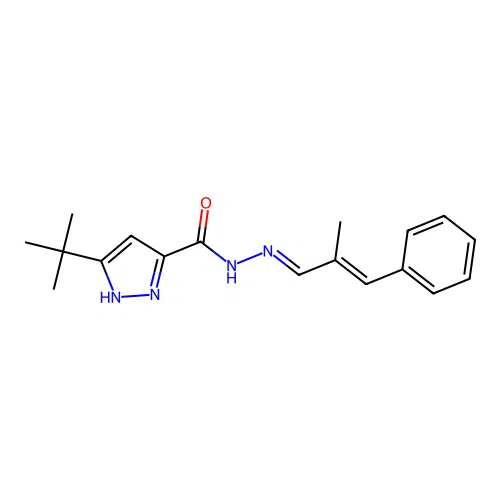 (E)-3-(tert-butyl)-N'-((E)-2-methyl-3-phenylallylidene)-1H-pyrazole-5-carbohydrazide structure
