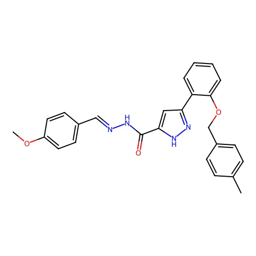 N'-(4-Meo-benzylidene)3-(2-((4-methylbenzyl)oxy)PH)-1H-pyrazole-5-carbohydrazide structure