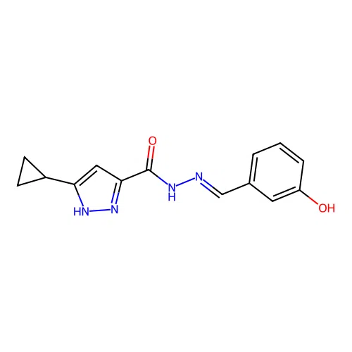 3-cyclopropyl-N'-[(E)-(3-hydroxyphenyl)methylidene]-1H-pyrazole-5-carbohydrazide structure