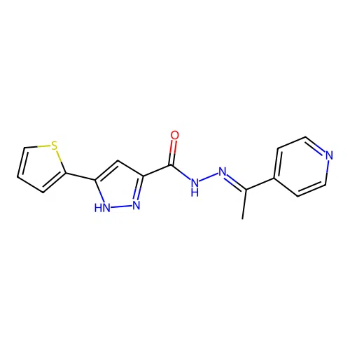N'-[(E)-1-(4-pyridinyl)ethylidene]-3-(2-thienyl)-1H-pyrazole-5-carbohydrazide structure
