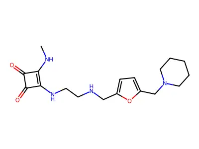 3-Cyclobutene-1,2-dione, 3-(methylamino)-4-((2-(((5-(1-piperidinylmethyl)-2-furanyl)methyl)amino)ethyl)amino)- structure