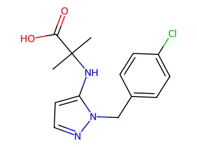 2-({1-[(4-Chlorophenyl)methyl]-1H-pyrazol-5-yl}amino)-2-methylpropanoic acid structure
