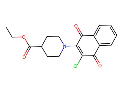 Ethyl 1-(3-chloro-1,4-dioxo-1,4-dihydronaphthalen-2-yl)piperidine-4-carboxylate structure