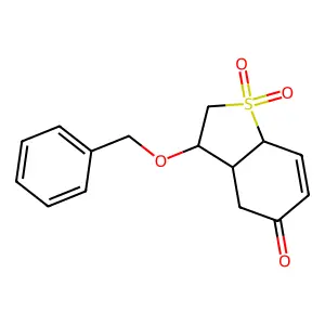 3-benzyloxy-2,3,3a,7a-tetrahydrobenzothiophen-5-(4H)-one-1,1-dioxide structure