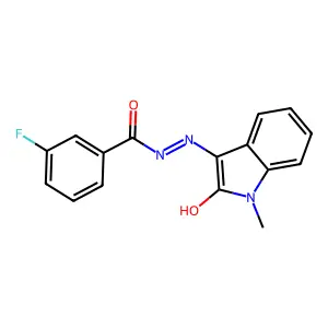 3-fluoro-N-[(Z)-(1-methyl-2-oxoindol-3-ylidene)amino]benzamide structure