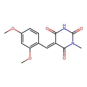 (5E)-5-[(2,4-dimethoxyphenyl)methylidene]-1-methyl-1,3-diazinane-2,4,6-trione structure